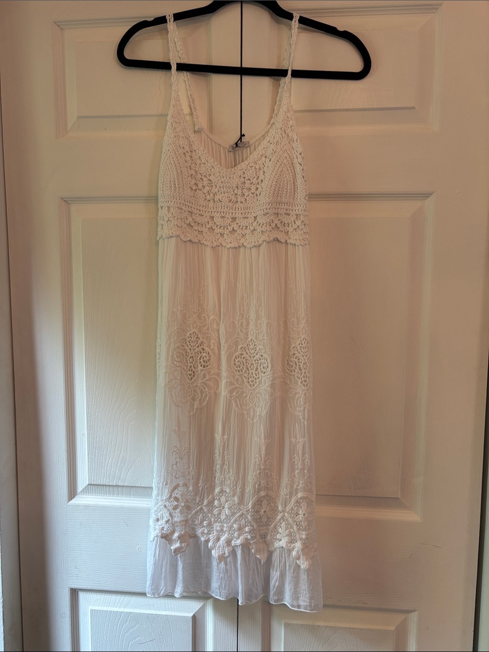 Silk White Crochet Bodice Boho Summer Dress